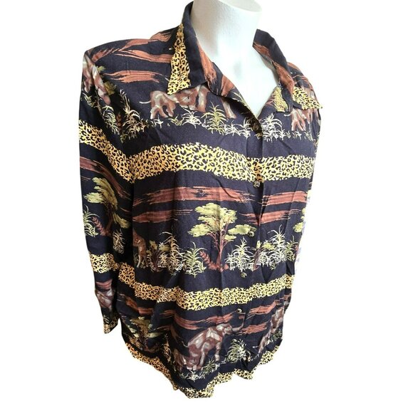 Vintage Safari Animal Print Button-Up Shirt Size 32 Maggie Barnes JJ4071 - Picture 1 of 8